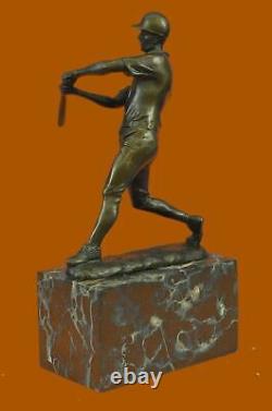 100% Genuine Bronze Cast Brass Baseball Player Batting Vintage Home Office Decor