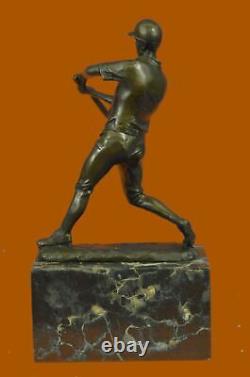 100% Genuine Bronze Cast Brass Baseball Player Batting Vintage Home Office Decor