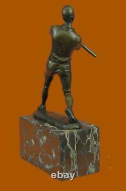 100% Genuine Bronze Cast Brass Baseball Player Batting Vintage Home Office Decor