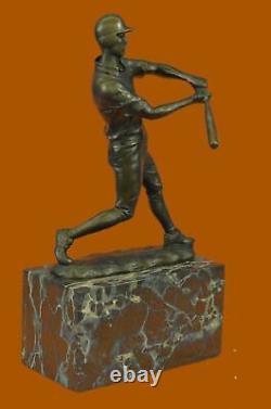100% Genuine Bronze Cast Brass Baseball Player Batting Vintage Home Office Decor