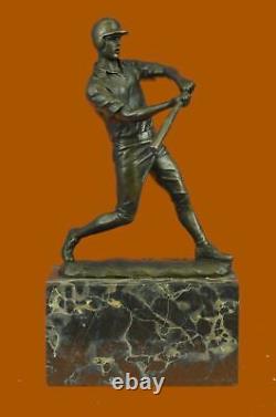 100% Genuine Bronze Cast Brass Baseball Player Batting Vintage Home Office Decor