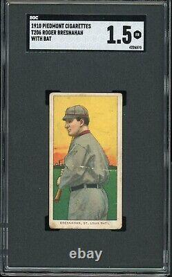 1909-11 T206 Piedmont Baseball Roger Bresnahan with Bat SGC 1.5