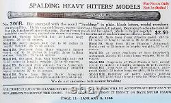 1920s Spalding Die Stamped No. 300B (Series) / MODEL B8 Wooden Base Ball Bat