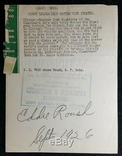 1926 Fine Edd Roush Underwood Type 1 Photo with Louisville Slugger Bat VTG Reds