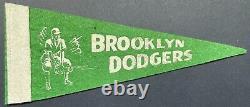 1940s Brooklyn Dodgers Green Felt Wool Vintage Mini Baseball Pennant MLB Fielder