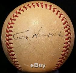 1940s TOMMY HENRICH Single Signed Baseball NEW YORK YANKEES Team Auto vtg JSA