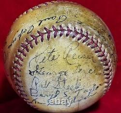 1943 WWII Fort Riley Team Signed Baseball 40s PETE REISER KEN Heintzelman vtg