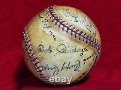 1943 WWII Fort Riley Team Signed Baseball 40s PETE REISER KEN Heintzelman vtg