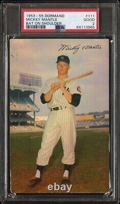 1953 55 Mickey Mantle Dormand Post Card Bat On Shoulder PSA 2 Vintage Baseball