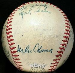 1954 AL Champion Cleveland Indians Team SIGNED Baseball BOB FELLER Auto hof vtg