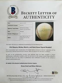 1955-56 MICKEY MANTLE Signed New York Yankees Team Baseball BECKETT HOF vtg 50s