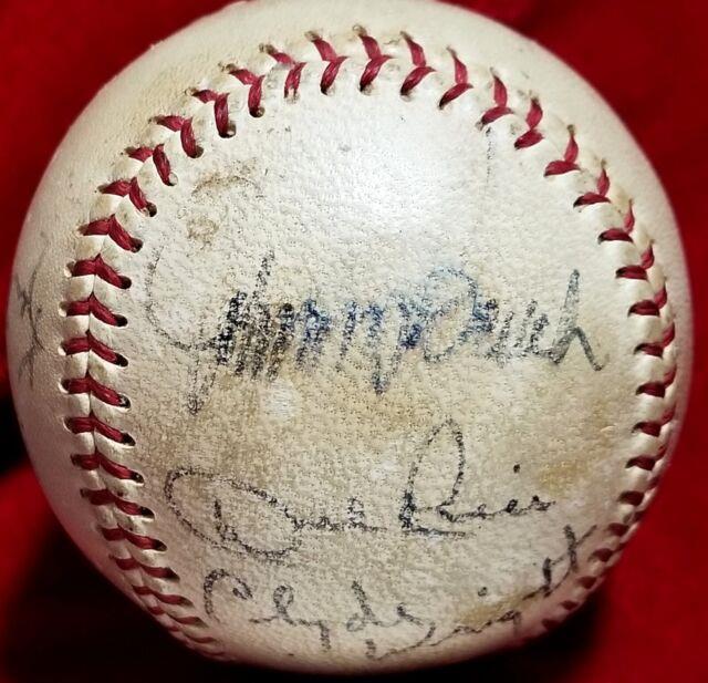 1960s Johnny Bench Signed Onl Giles Ball Auto Vtg Clyde Wright Del Rice