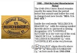 1961-64 Mickey Mantle 34 Louisville Slugger 125 Powerized Vintage Baseball Bat