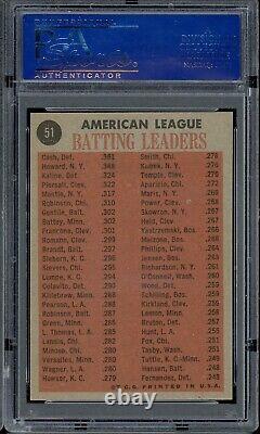 1962 Topps Baseball #51 Al Batting Leaders PSA 8