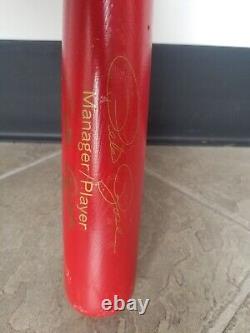 1980's VINTAGE PETE ROSE RED MANAGER BAT, AUTOGRAHED BY PETE With INSCRIPTION
