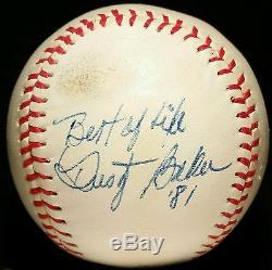 1981 NOLAN RYAN Signed Baseball DATED 5th NO HITTER & Last out Dusty Baker vtg