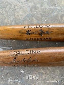 2 Old Spalding Baseball Bats George Sisler & Heinie mueller 1920s Rare! Vintage