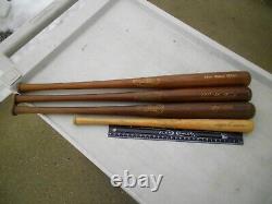 4 Vintage 1950s Bill Tuttle Louisville Slugger Mini Wooden Baseball Bats 22