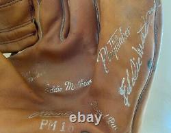 4 items Eddie Mathews signed pro-used bat, baseball, vintage new glove, card