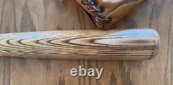 4 items Eddie Mathews signed pro-used bat, baseball, vintage new glove, card