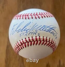 4 items Eddie Mathews signed pro-used bat, baseball, vintage new glove, card