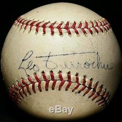50s- 60s LEO DUROCHER Single Signed Baseball AUTO ONL Giles BALL vtg HOF Rare