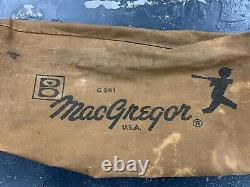 50s Macgregor Brunswick Canvas Bat Bag Baseball Vtg USA Leather