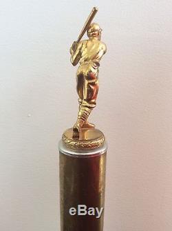 ANTIQUE VTG 1948 BASEBALL FIGURAL TROPHY with BAT 16.25 Tall FULTON COUNTY OHIO