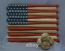 American flag made out of 18 inch baseball bats. Rustic / aged / vintage