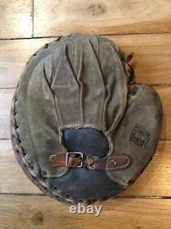 Antique 1900s Spalding crescent catcher's mitt baseball glove vintage VERY RARE
