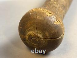 Antique VTG 1890s Hand Made HUGE Wood Mushroom Knob Baseball Bat 33 43oz I4