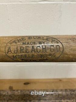 Antique Vintage A. J. Reach Co. The BURLEY ModelR 3No 10/0 Baseball Bat