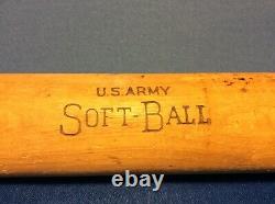 Antique / Vintage U. S. Army H&B Wood Softball Bat / Military Sports Baseball
