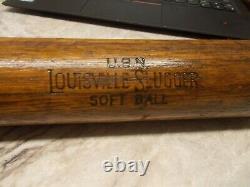 Antique / Vintage U. S. Navy H&B Wood Softball Bat / Military Sports Baseball