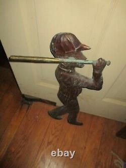 Antique Vintage Uniform Copper Baseball Player Bat Weathervane Rare Form AAFA