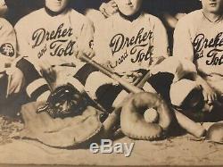 Antique Vtg 1910s 20s Dreher & Toll Baseball Club Team Cabinet Photo Bats Glove
