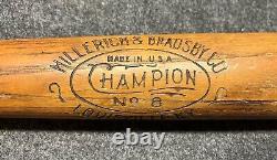 Antique Vtg 1920s Hillerich & Bradsby Champion #8 Baseball Bat 36 War Club