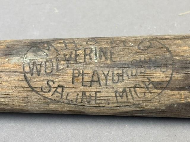 Antique Vtg 20s Wolverine Playground Saline Michigan Softball Baseball Bat 12g