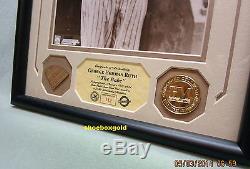BABE RUTH, NY Yankees, GAME USED BAT Piece & Vintage Photo Display, Ltd/315/COA