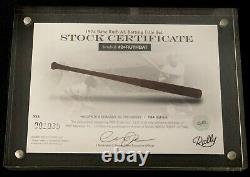 Babe Ruth stock certificate 1924 game used bat Rally Rd. Issued 2020 Yankees HOF