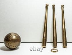 Brass Baseball with 3 bats Vintage Brass baseball with 3 bats stand