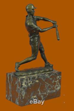 Bronze 100% Genuine Cast Brass Baseball Player Batting Vintage Home Office Decor