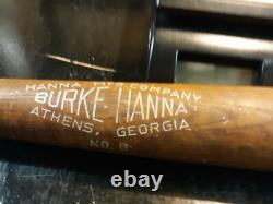 Burke Hanna Grand Prize Wooden Baseball Bat Vintage Made in USA Athens Georgia