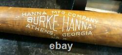 Burke Hanna Grand Prize Wooden Baseball Bat Vintage Made in Usa Athens Georgia