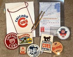 CHICAGO CUBS VINTAGE SOUVENIR MEMORABILIA LOT (11) PATCHES DECAL BAT PENS 1940s+