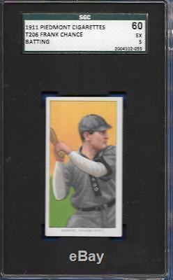 Crisp Sgc 5 Ex T206 Frank Chance Hof Batting Vintage 1911 Piedmont Card Graded