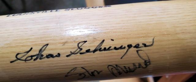 Dual Autographed Stan Musial & Charlie Chas Gehringer Full Size Bat Vintage Jsa