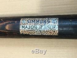 E. C. Simmons Major League American Baseball Bat Wood Antique Vintage Label 1920s