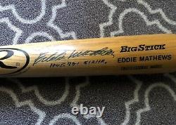 Eddie Mathews Hof Signed Vintage Auto Baseball Bat Atlanta Braves Mlb Jsa Coa