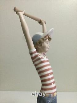 Gorgeous Vintage Retired Lladro Baseball Player with Bat #5289 (12.5 tall)